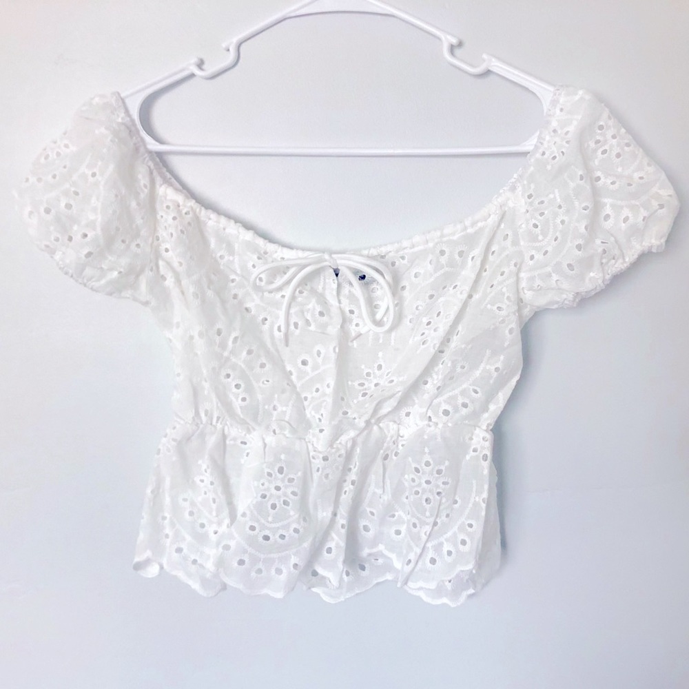 Womens Knot Detail Schiffy Peplum Top | White Size XS (2)